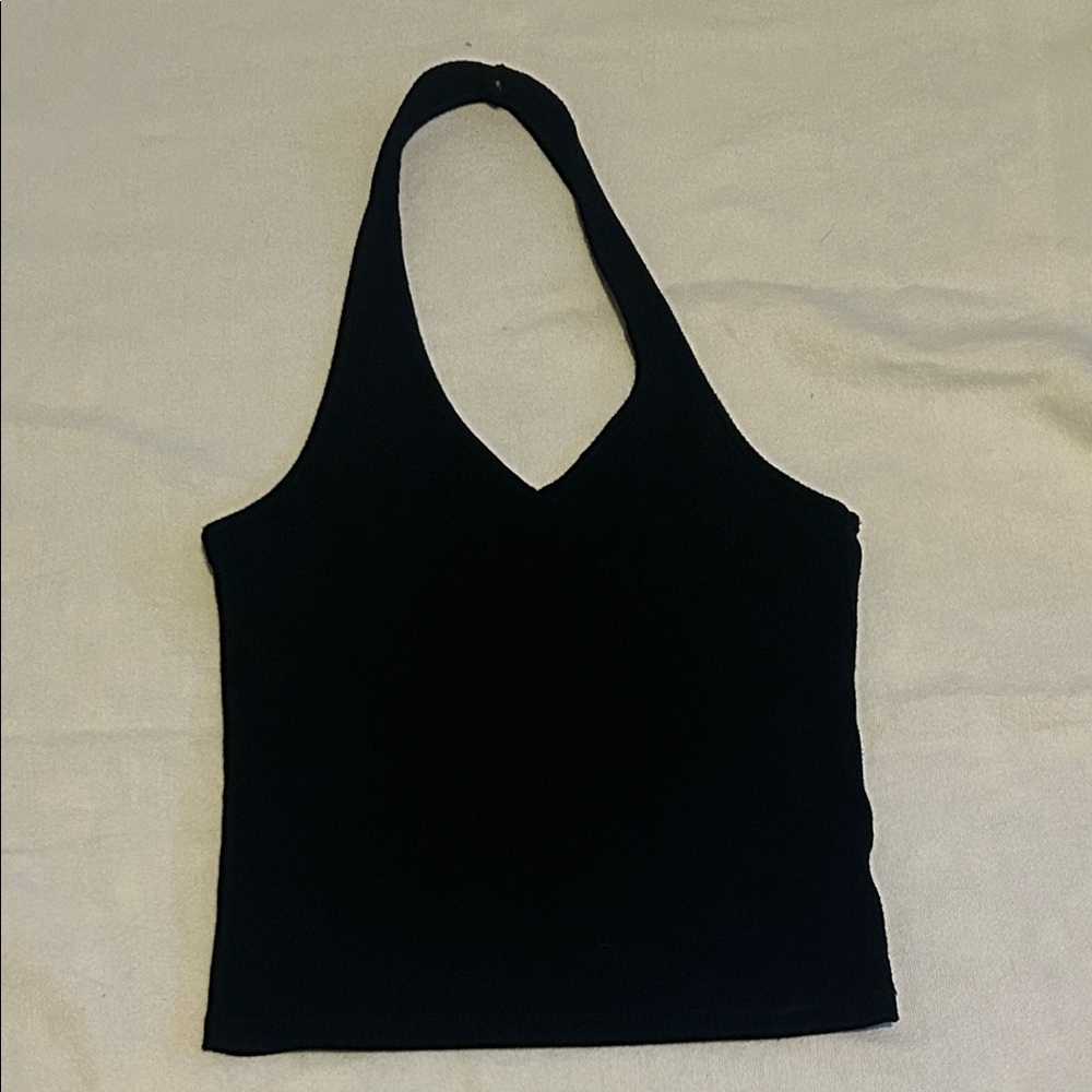 Black V-Neck Halter Top